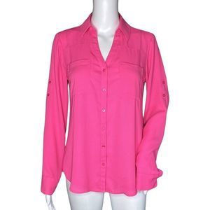Express Shirt Women Small Pink Portofino High Visibility‎ Work Office Casual